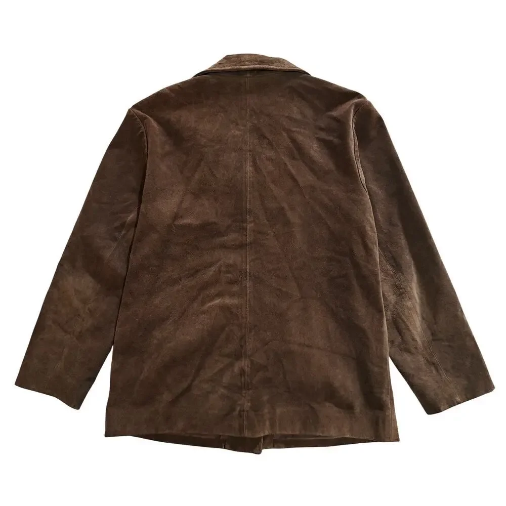 John Carlisle Brown Suede Leather Blazer Jacket Womens L